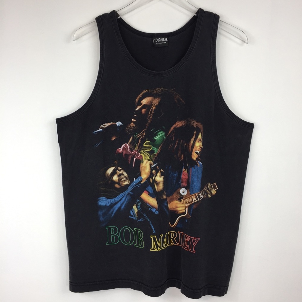 Bob Marley Graphic T-Shirt Black No Sleeves - Picture 2 of 5